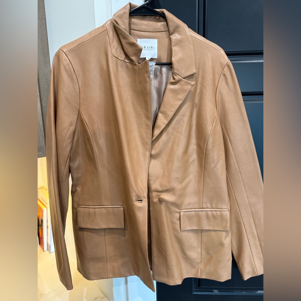 Le Lis Brown Leather Blazer Jacket